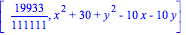 [19933/111111, x^2+30+y^2-10*x-10*y]